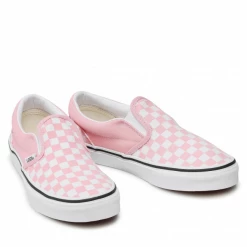 Vans Unisex Checkerboard Classic Slip On Shoes - Power Oink / True White