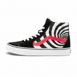 Vans Unisex Swirl Sk8 Hi Shoes - Black / Fiery Coral