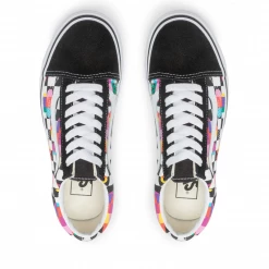 Vans Unisex Old Skool Plimsolls Checkerboard Shoes - Black / Floral