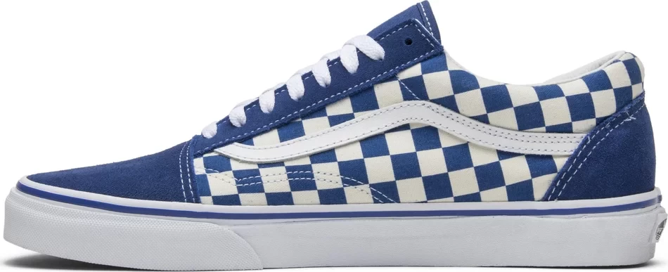 Vans Unisex Old Skool Primary Check Shoes - True Blue / White