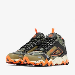 Fila Men's Oakmont TR Mid Camo Shoes - Military Olive / Black / Red Orange
