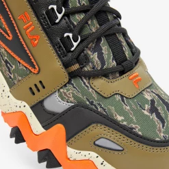 Fila Men's Oakmont TR Mid Camo Shoes - Military Olive / Black / Red Orange