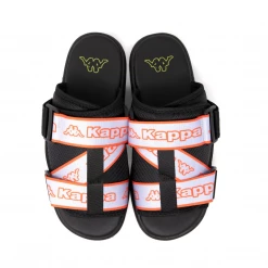 Kappa Logo Tape Kalpi Sandals - Black / Orange Men's