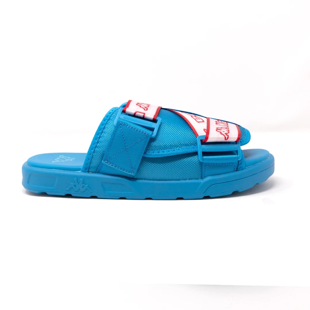 Kappa Logo Tape Kalpi Sandals - Peacock Blue / Red