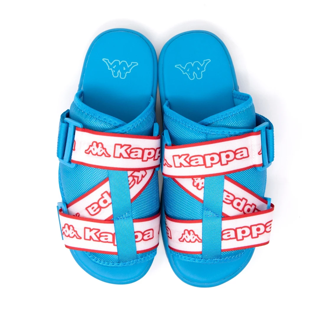 Kappa Logo Tape Kalpi Sandals - Peacock Blue / Red
