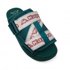 Kappa Logo Tape Kalpi Sandals - Dark Green / Red