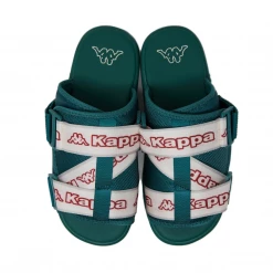 Kappa Logo Tape Kalpi Sandals - Dark Green / Red