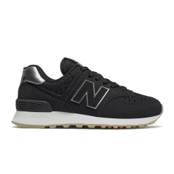 New Balance Women's 574 Shoes - Black / Dark Silver Metallic