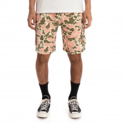 Kappa Men's Authentic Pathos Shorts - Olive Green / Pink
