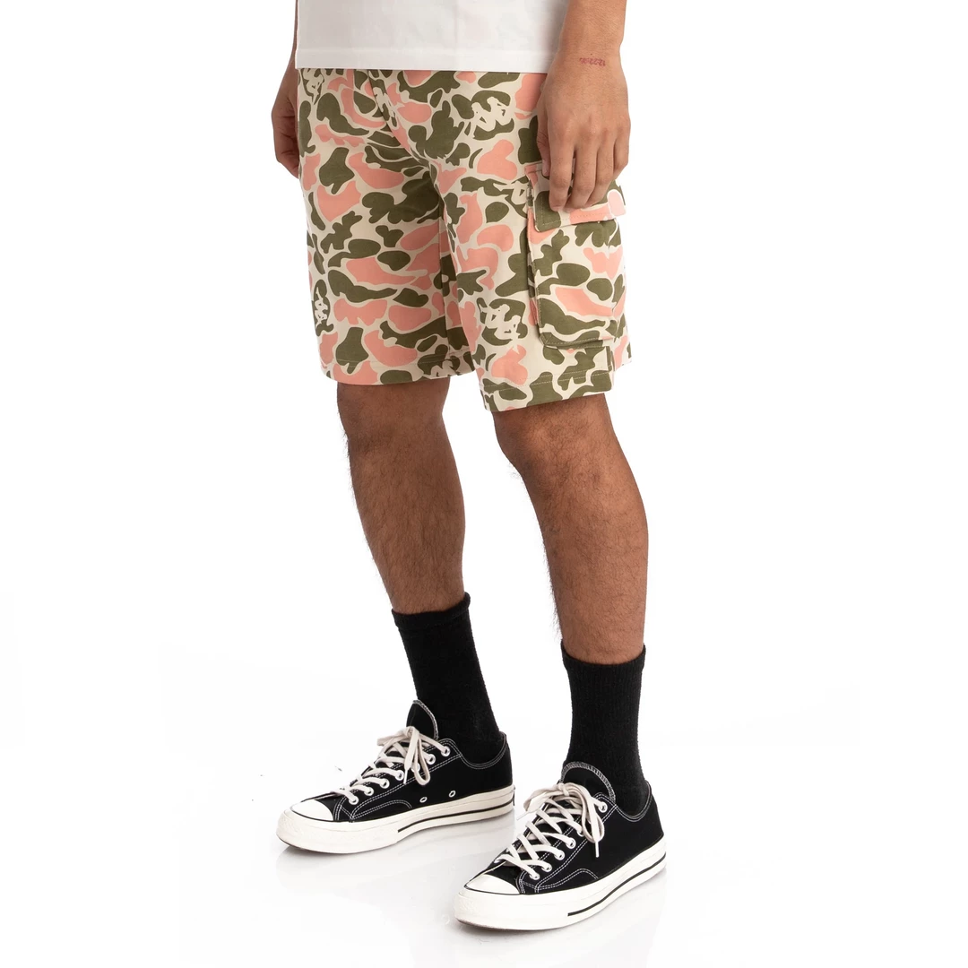 Kappa Men's Authentic Pathos Shorts - Olive Green / Pink