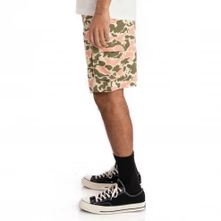 Kappa Men's Authentic Pathos Shorts - Olive Green / Pink