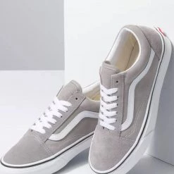 Vans Unisex Old Skool Light Gray Shoes - Drizzle / True White