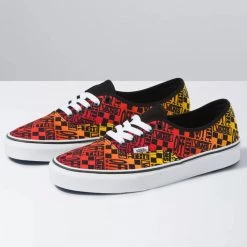 Vans Unisex Logo Flame Authentic Shoes - Black / Fire / White