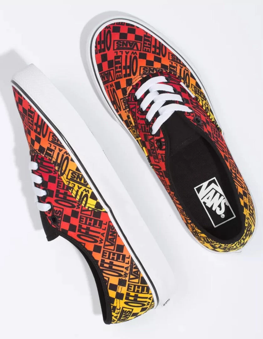Vans Unisex Logo Flame Authentic Shoes - Black / Fire / White