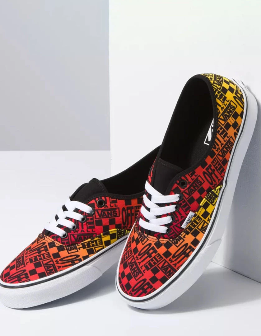 Vans Unisex Logo Flame Authentic Shoes - Black / Fire / White