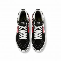 Vans Unisex Swirl Sk8 Hi Shoes - Black / Fiery Coral