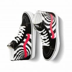 Vans Unisex Swirl Sk8 Hi Shoes - Black / Fiery Coral