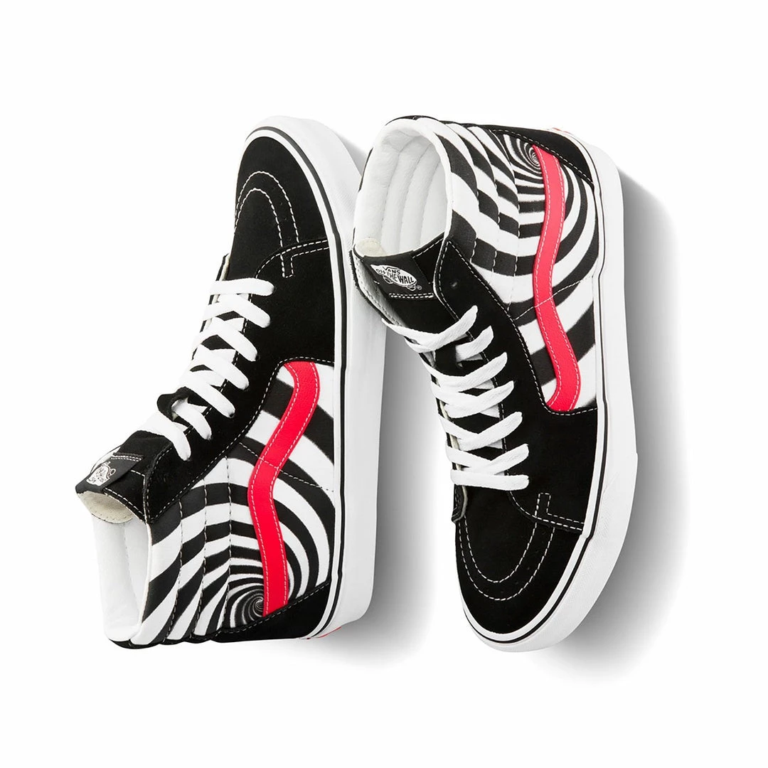 Vans Unisex Swirl Sk8 Hi Shoes - Black / Fiery Coral