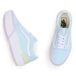 Vans Unisex Pastel Old Skool Stacked Shoes - Blue / Pink / Yellow
