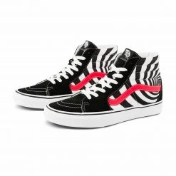 Vans Unisex Swirl Sk8 Hi Shoes - Black / Fiery Coral