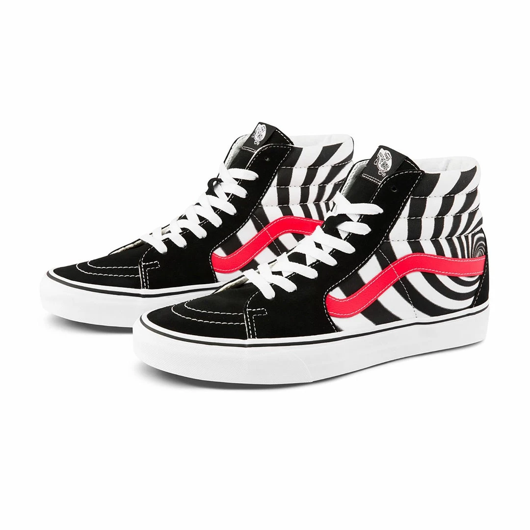 Vans Unisex Swirl Sk8 Hi Shoes - Black / Fiery Coral
