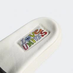 Women's Adidas Adilette 2.0 Pride Slides - Off White / Core Black / Light Purple