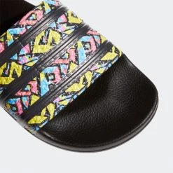 Adidas Adilette Slides - Core Black / Pink / Blue