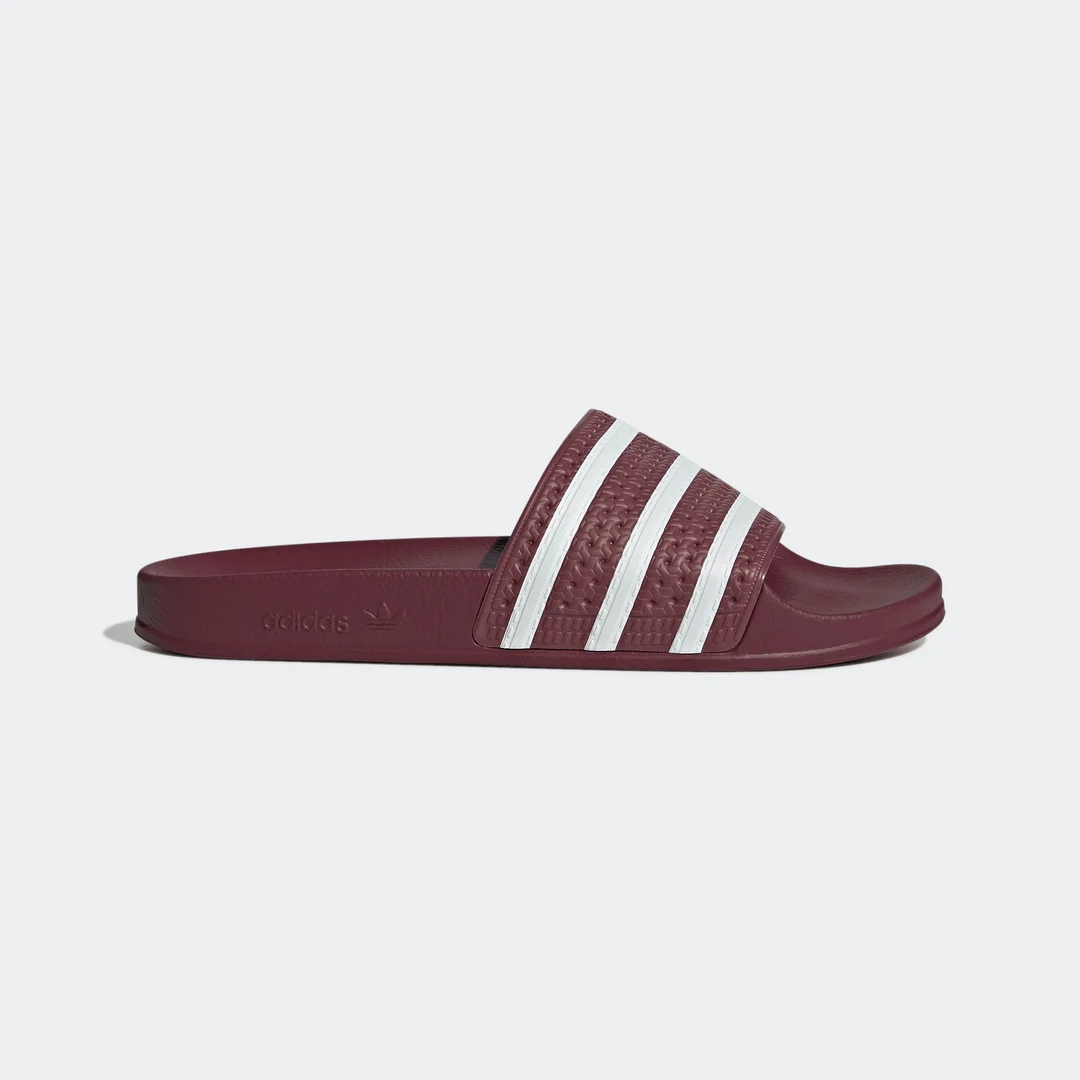 Adidas Men's Adilette Slides - Quiet Crimson / Cloud White