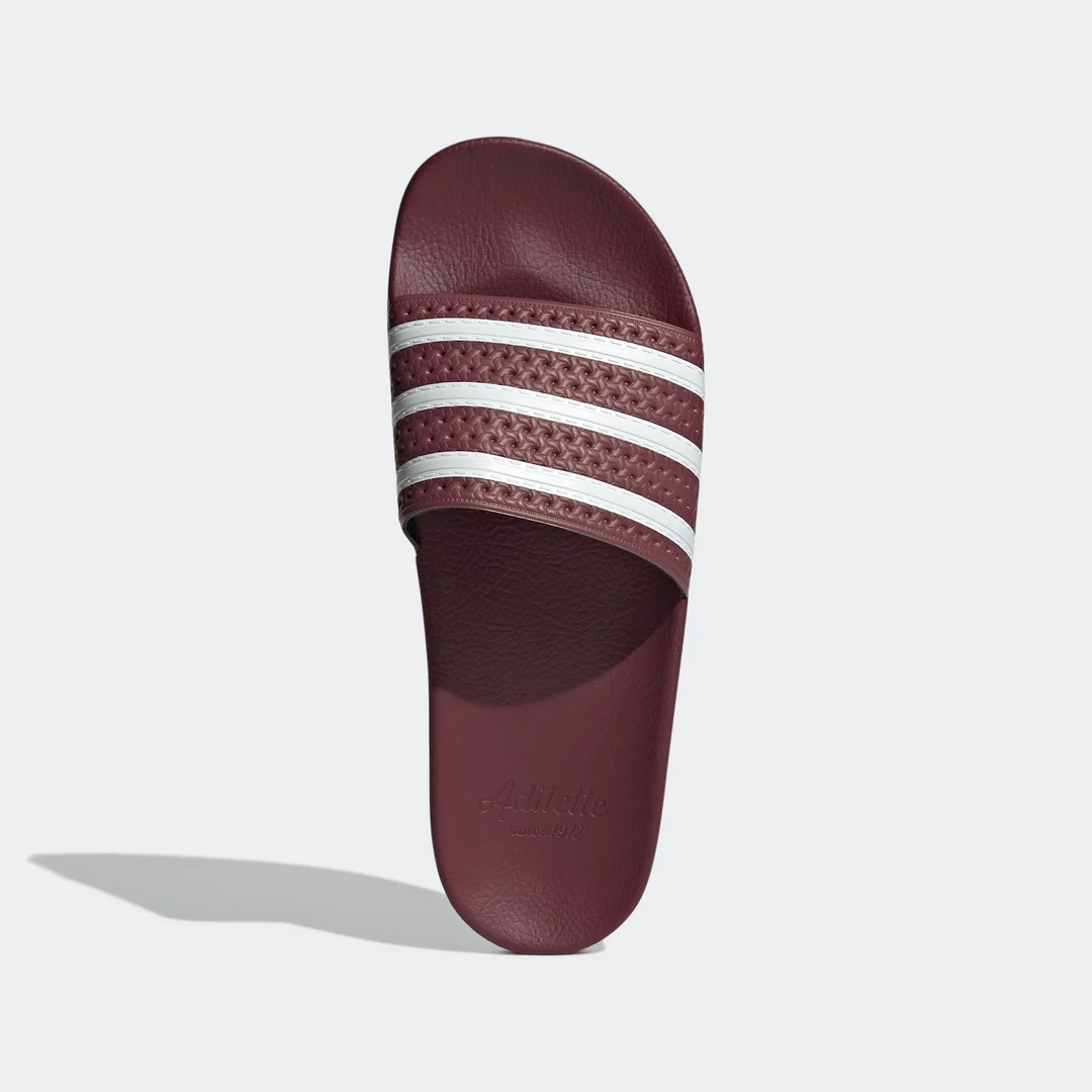 Adidas Men's Adilette Slides - Quiet Crimson / Cloud White