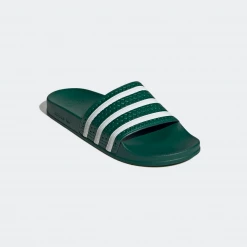 Adidas Men's Adilette Slides - Collegiate Green / Cloud White