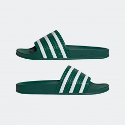 Adidas Men's Adilette Slides - Collegiate Green / Cloud White