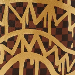 SPRAY GROUND Sprayground Paris Paint DLXV Checkerboard Backpack - Brown / Gold