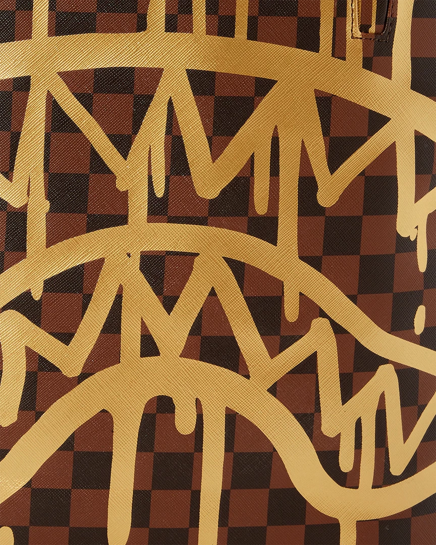 SPRAY GROUND Sprayground Paris Paint DLXV Checkerboard Backpack - Brown / Gold