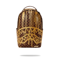 SPRAY GROUND Sprayground Paris Paint DLXV Checkerboard Backpack - Brown / Gold