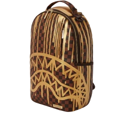 SPRAY GROUND Sprayground Paris Paint DLXV Checkerboard Backpack - Brown / Gold