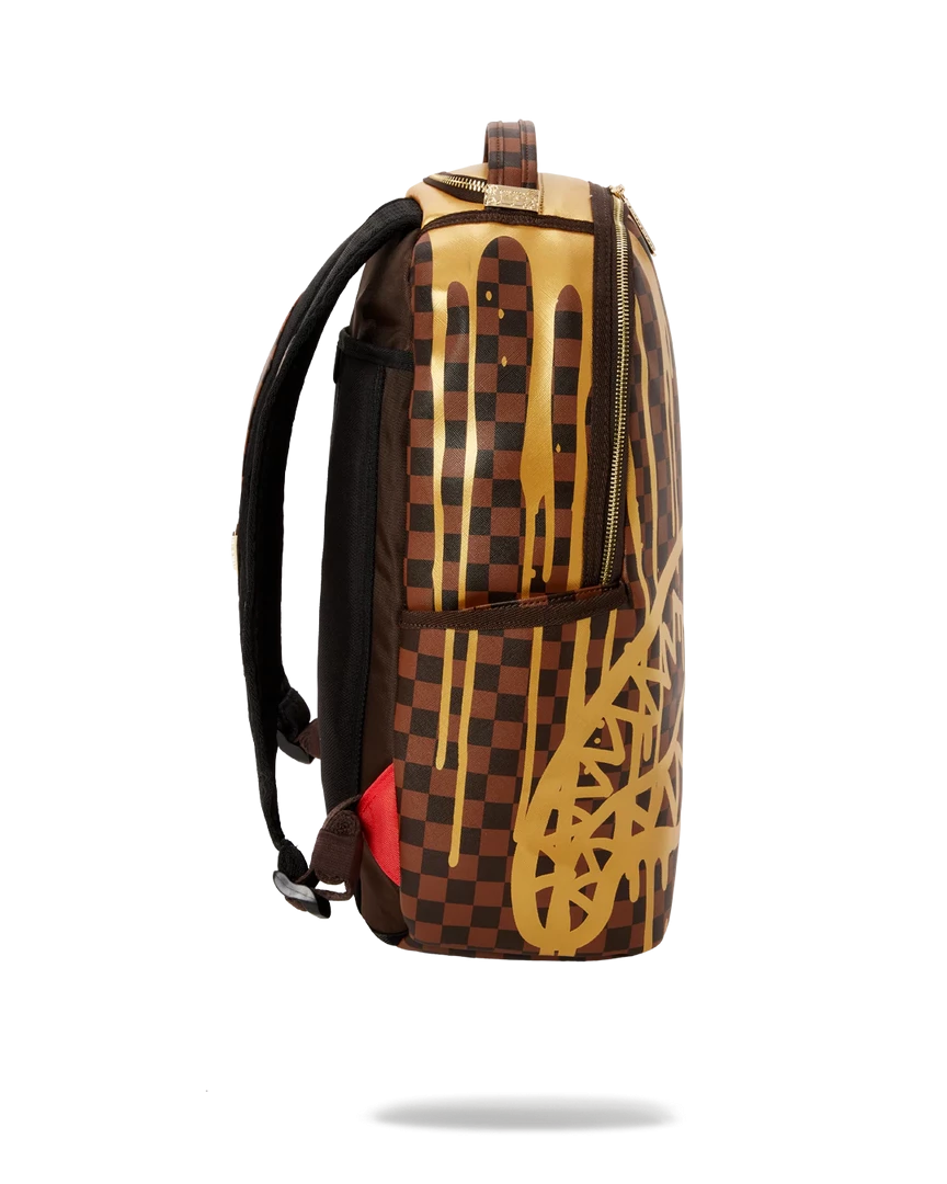 SPRAY GROUND Sprayground Paris Paint DLXV Checkerboard Backpack - Brown / Gold