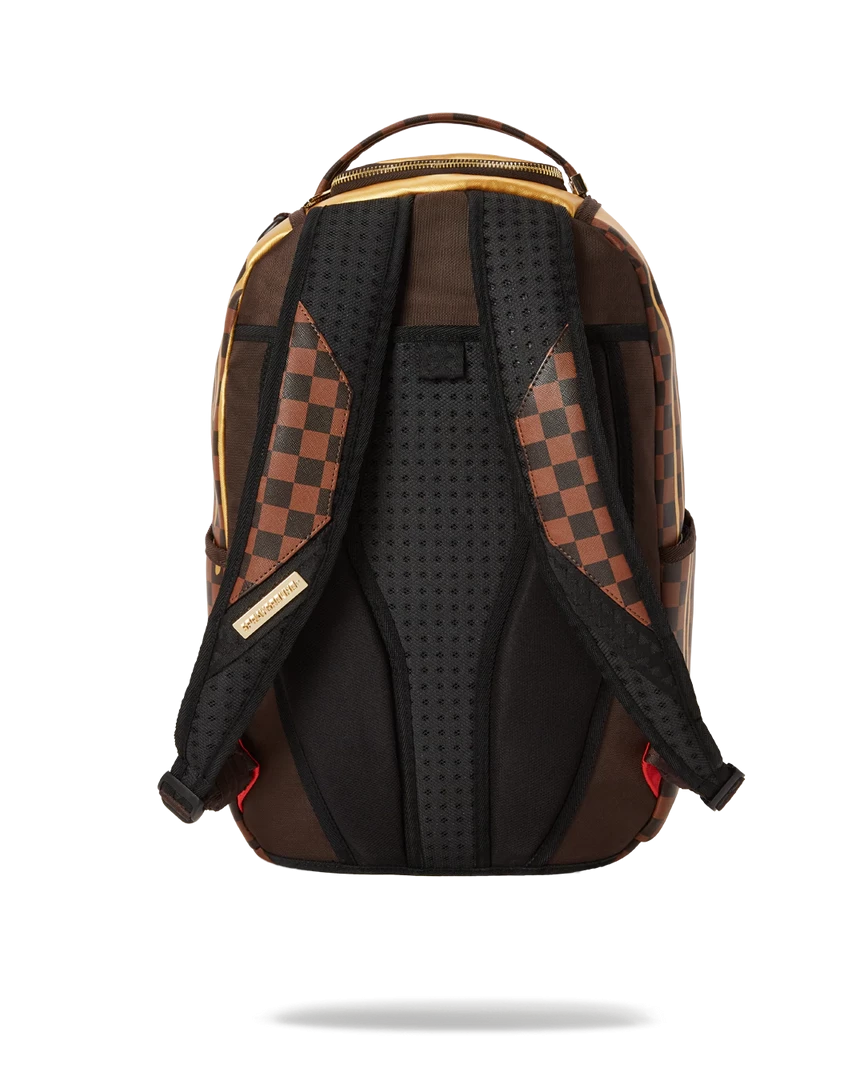 SPRAY GROUND Sprayground Paris Paint DLXV Checkerboard Backpack - Brown / Gold