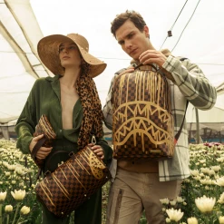 SPRAY GROUND Sprayground Paris Paint DLXV Checkerboard Backpack - Brown / Gold