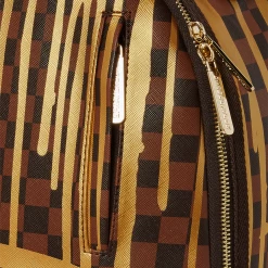 SPRAY GROUND Sprayground Paris Paint DLXV Checkerboard Backpack - Brown / Gold