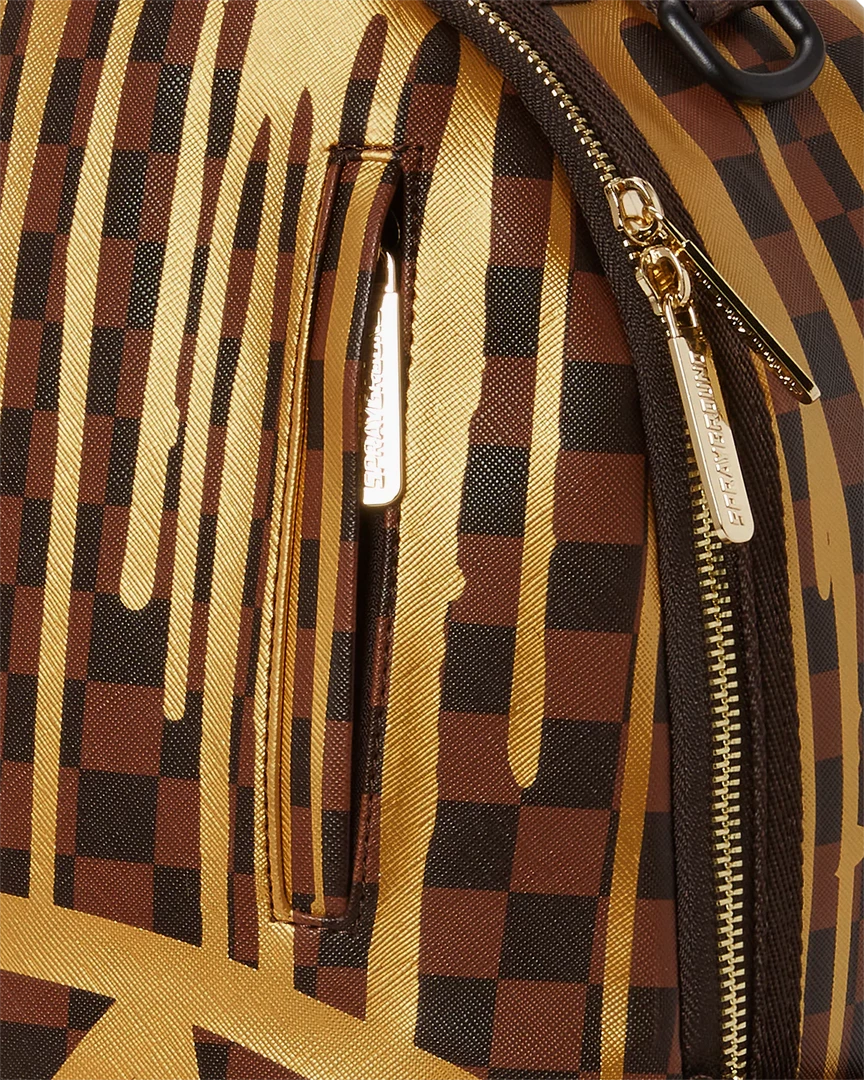 SPRAY GROUND Sprayground Paris Paint DLXV Checkerboard Backpack - Brown / Gold