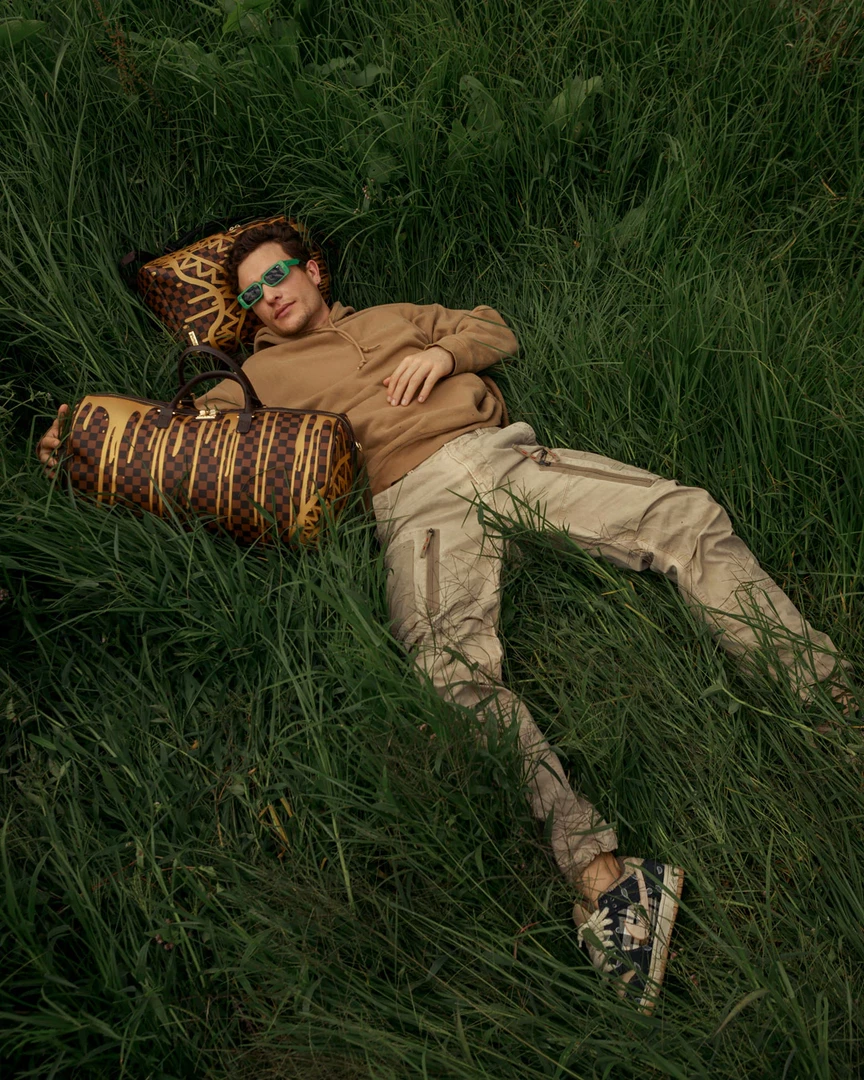 SPRAY GROUND Sprayground Paris Paint DLXV Checkerboard Backpack - Brown / Gold