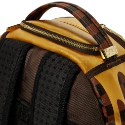 SPRAY GROUND Sprayground Paris Paint DLXV Checkerboard Backpack - Brown / Gold