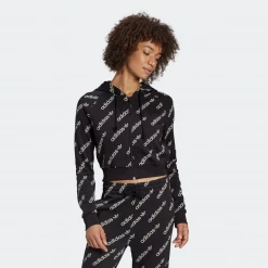 Adidas Women's Cropped Monogram Track Jacket - Black / White