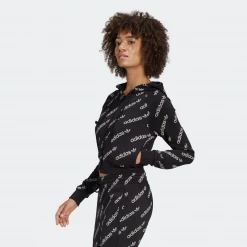 Adidas Women's Cropped Monogram Track Jacket - Black / White