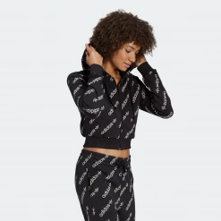 Adidas Women's Cropped Monogram Track Jacket - Black / White