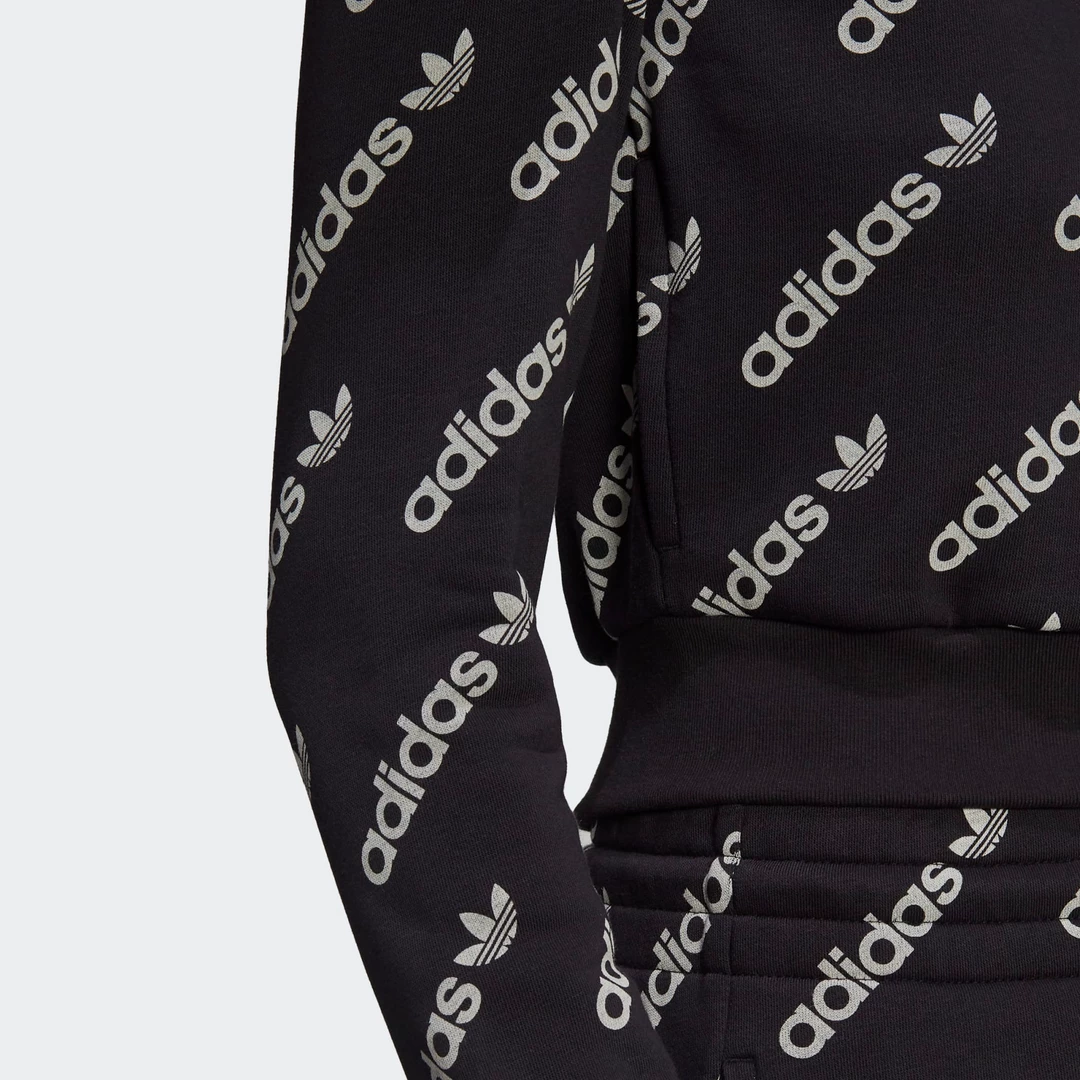 Adidas Women's Cropped Monogram Track Jacket - Black / White