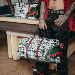 SPRAY GROUND Sprayground Night Night Emperor Duffel Bag - Black / White / Green