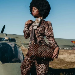 SPRAY GROUND Sprayground Sharks In Paris Polaris Mini Duffel Bag - Brown Check / Gold