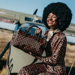 SPRAY GROUND Sprayground Sharks In Paris Polaris Mini Duffel Bag - Brown Check / Gold