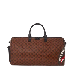 SPRAY GROUND Sprayground Sharks And Skulls Duffel Bag - Brown Check / Red